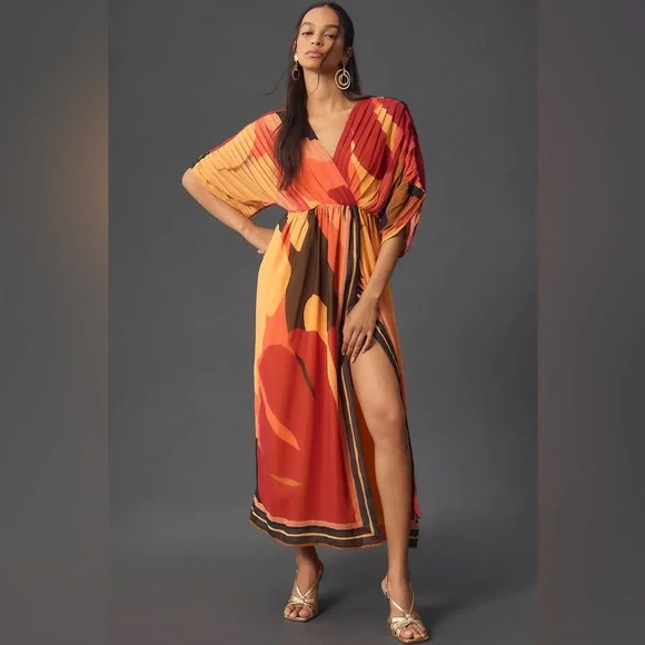 NWT Farm Rio Short-Sleeve Wrap-Front Maxi Dress - Picture 1 of 4